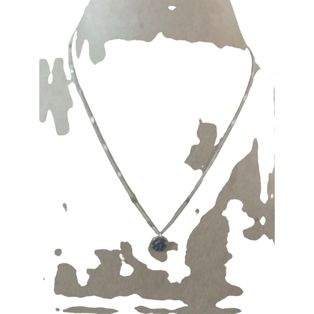 disc necklace silver tone